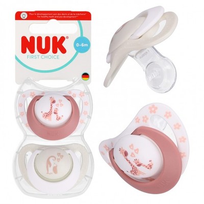 4008600447702 NUK Smoczek uspokajający 2 elementy 0-6m First Choice Pingwin/Żyra
