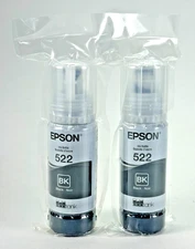 Genuine Epson 522 Black Ink 2 Pack for ET-2720 ET-2800 ET-2803 ET-4700 ET-4800