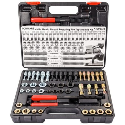 TOMMARS 49-Piece Thread Chaser Set Repair Kit, UNC UNF & Metric and SAE 