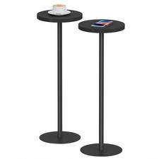 TUTOTAK Tall Round Side Tables Set of 2 Drink Tables For Living Room Black New