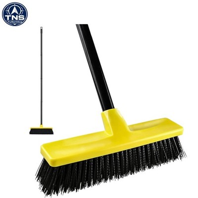 Outdoor Indoor Push Broom 12 inch wide 50 inch steel handle stiff nylon bristles