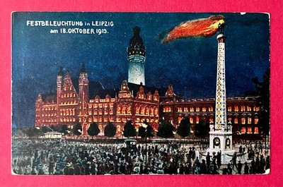 Occasion postcard Leipzig 1913 consecration of the Battle of the Nations monument festive lighting (169609