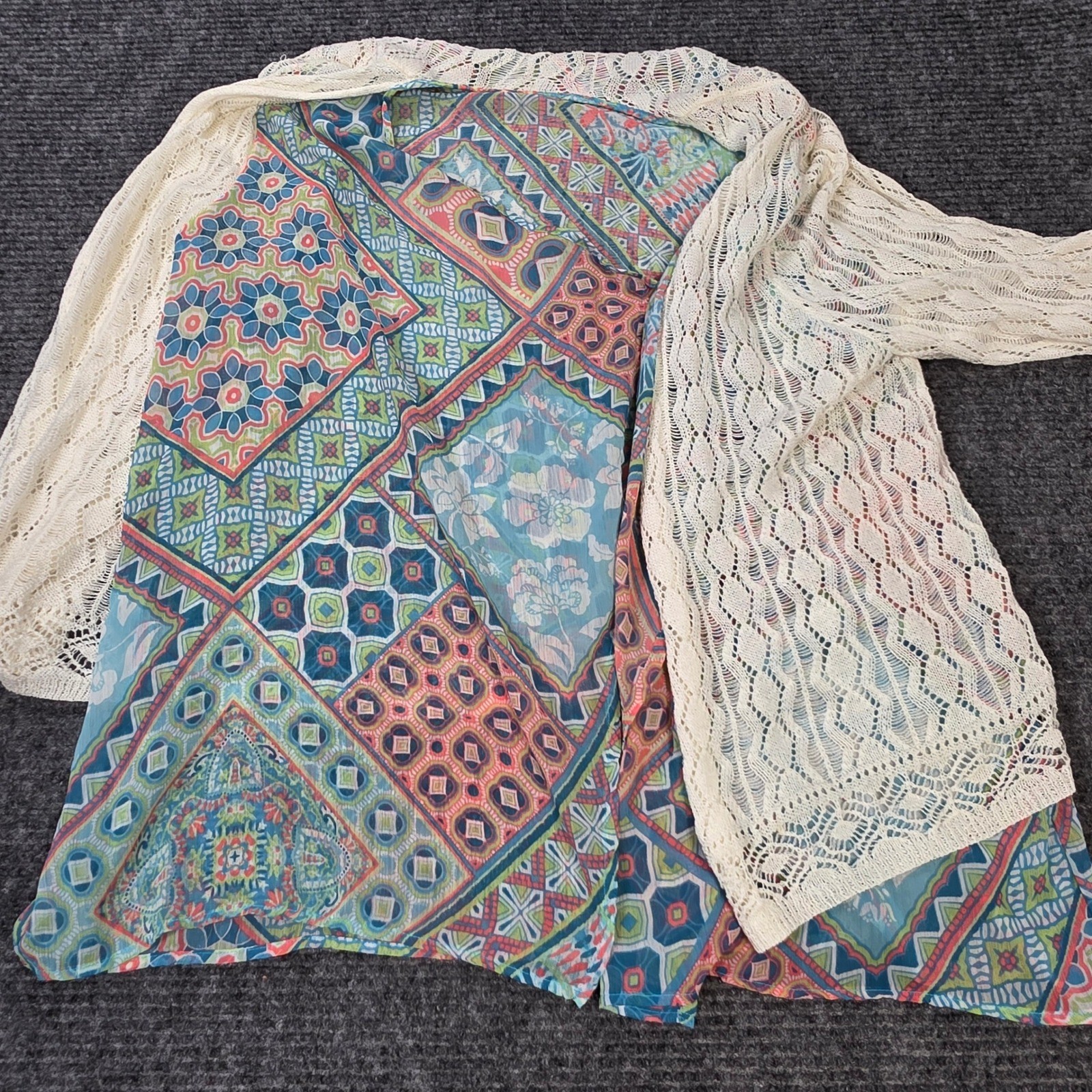 Ruby Rd Double Layer Geometric Print Cardigan Wom… - image 5