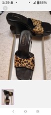 GUESS Women's Black Leopard Animal Print Mule Heels, Open Toe Slip-On