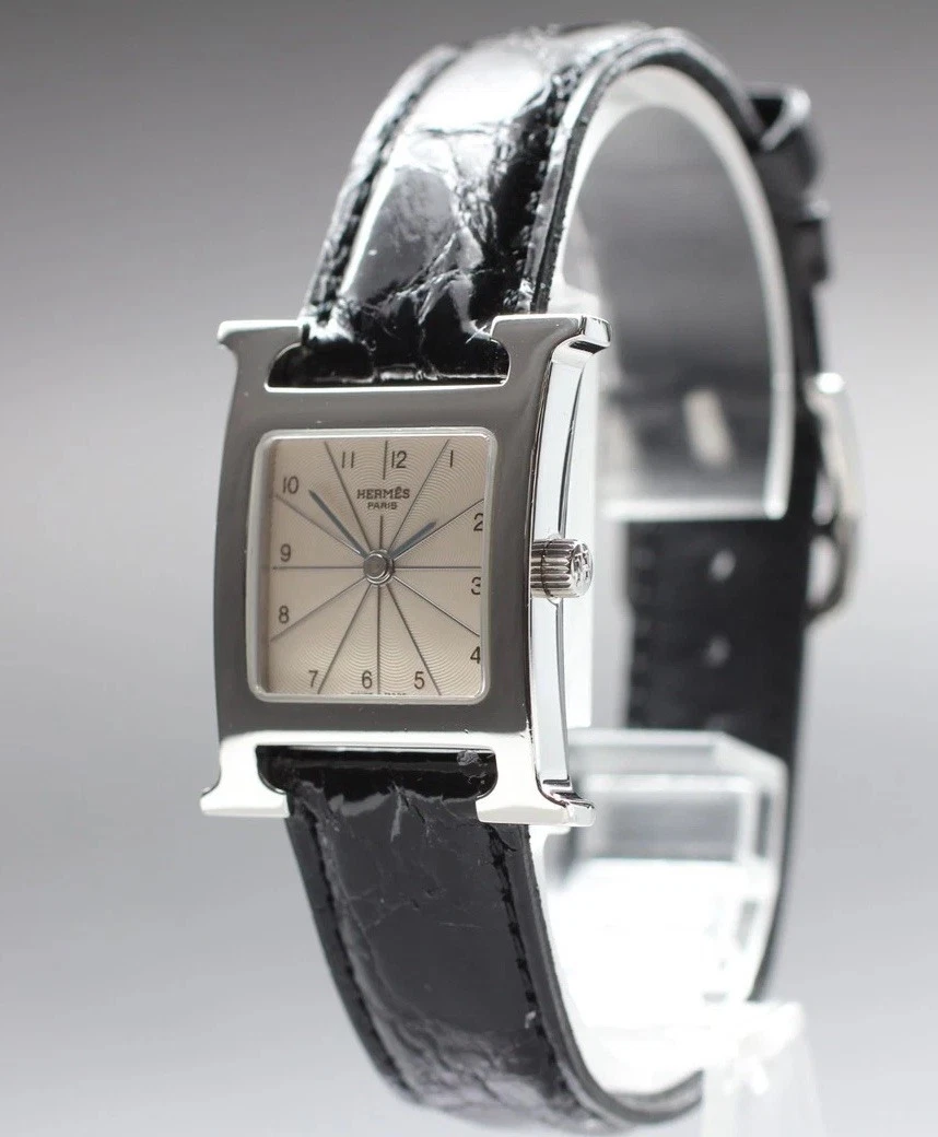 HERMÈS Orologio Donna Qz Nuovo Batt [N MINT] HERMES HH1.210 Quadrante Bianco Lunetta Argento 24mm