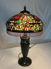Tiffany Style Stained Glass Floral Table Lamp Light Vintage