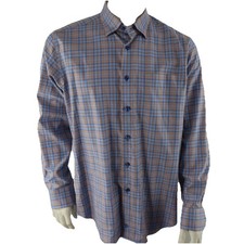 David Donahue Button Up Shirt Mens Size Large Blue Orange Cotton