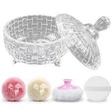 Baby Powder Puff and Container Set,Dusting Powder Container with 4 Pcs Powder...
