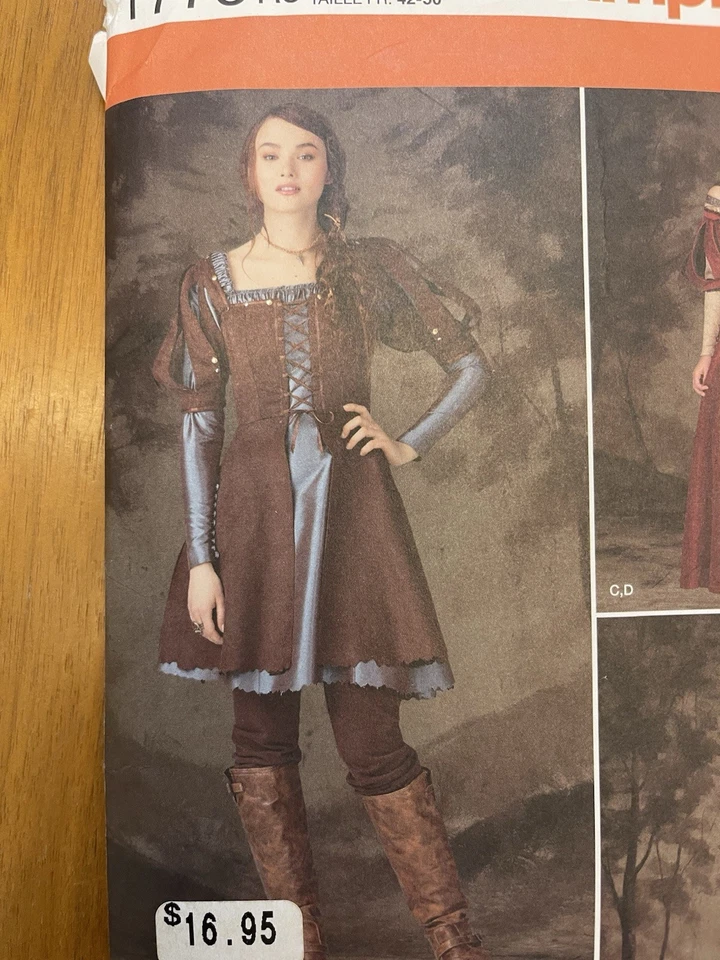 Uncut Simplicity Pattern 1773 R5 Misses' Costume Medieval Dresses Sizes 14-22 - Image 4 of 4