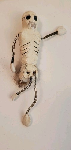 Vintage Paper Mache Composit Spring Arm Leg Skeleton Day of Dead Figure Damaged
