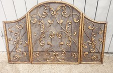 Old World Design Steel Gold Finish Fireplace Cover Screen Welded Hinges 32X49