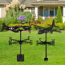 Aircraft Weather Vane Metal Painted Roof Wind Direction Indicator Garden Decor