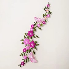 Long Floral Flower Embroidery Iron on Patches 10 x 2 1/2 inch select style