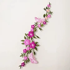 Long Floral Flower Embroidery Iron on Patches 10 x 2+1/2 inch select style
