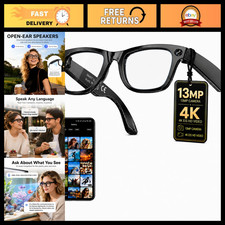 Smart Glasses with Camera, 13MP HD Capture, 4K EIS, Clear