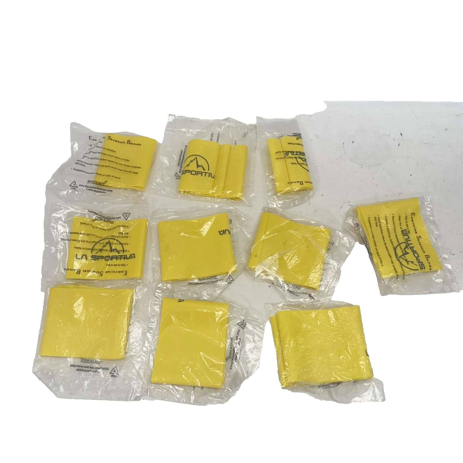 La Sportiva Exercise Stretch Bands Set of 10 Yellow Resistance Fitness Bands New
