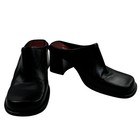 Nine West Vintage Y2K Leather Square Toe Slip On Block Heel Mules Women's 7.5