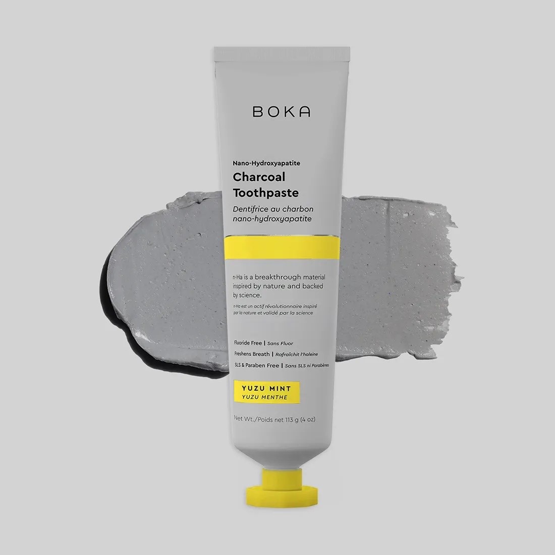 Boka Charcoal n-Ha Toothpaste - Yuzu Mint flavor - 4oz - Fluoride-free - New