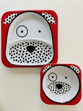 Skip Hop Zoo Melamine Dalmatian Spotted Dog Divided Plate  Bowl Dinnerware Set