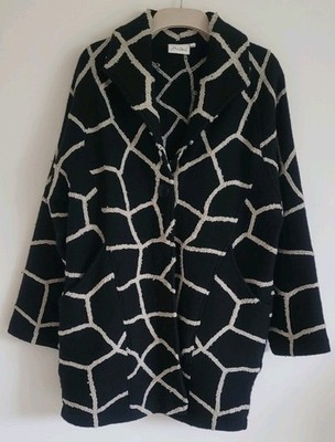 Adini Strickjacke 100% Wolle schwarz, Stickmuster, M, UK 14 entspricht - sehr guter Zustand