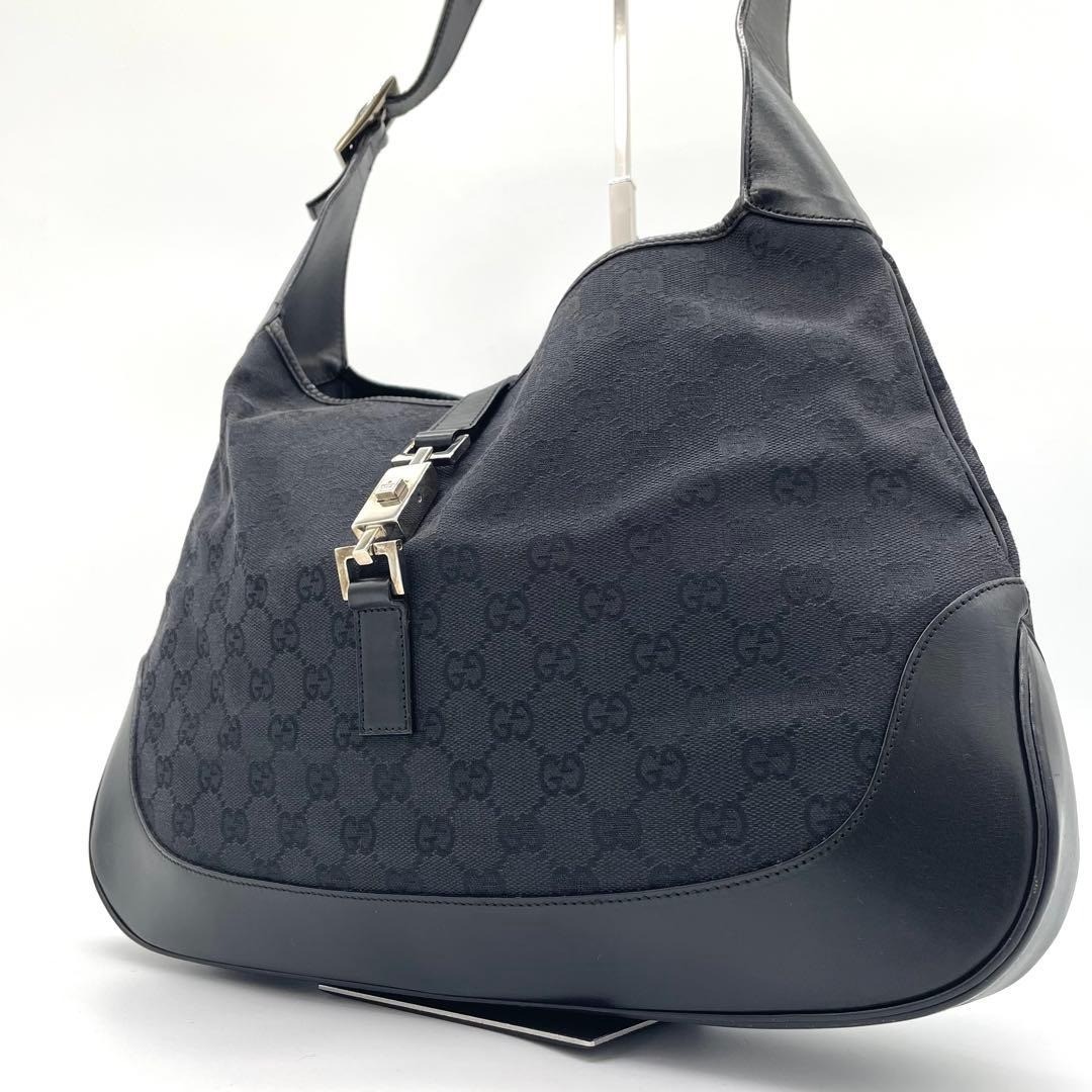 極美品✨　GUCCI Jackie GG Canvas Shoulder Bag GUCCI Jackie GG Canvas Shoulder Bag Black Silver 001 3346 3444 | eBay