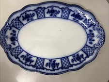 Antique W H Grindley Melbourne England Blue & White Flow Platter,  1891-1914