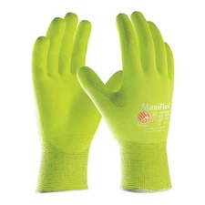 Pip 34-874Fy/S Foam Nitrile Hi-Vis Coated Gloves, Palm Coverage, Yellow, S, 12Pk