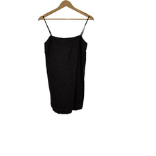 Quince Women 100% European Linen Mini Skort Dress Black Basic Sleeveless XS