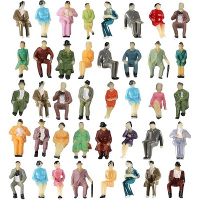 Pack of 40 Mini Model Railway Figures People Figures Painted Seated People Va...