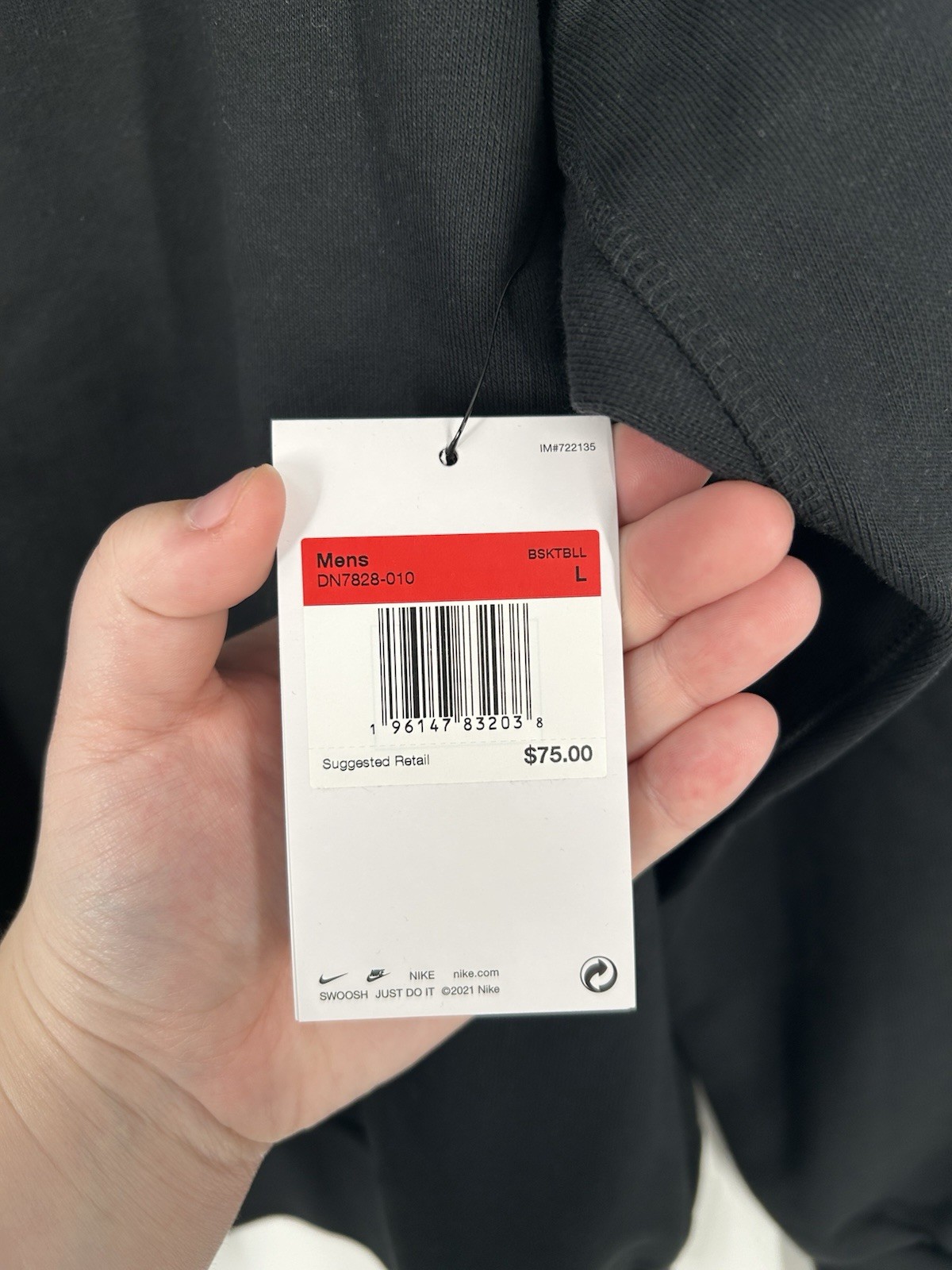 Houston Rockets Nike Dri Fit Crewneck Sweatshirt Center Swoosh NBA Black Large thumbnail 3