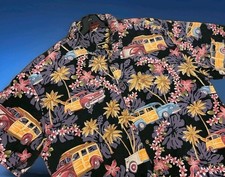 Vtg High Seas Trading Co Woody Button Up Shirt Mens L Classic Cars Made in USA
