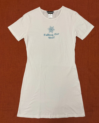 NWOT Joe Boxer Girlfriend Women's White Sleepshirt 100% Cotton SZ L
