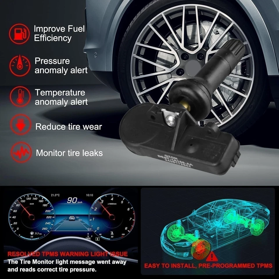 TPMS 315MHz Set of 4 For Ford Motorcraft Tire Pressure Sensor OEM DE8T-1A180-AA - Изображение 3 из 4