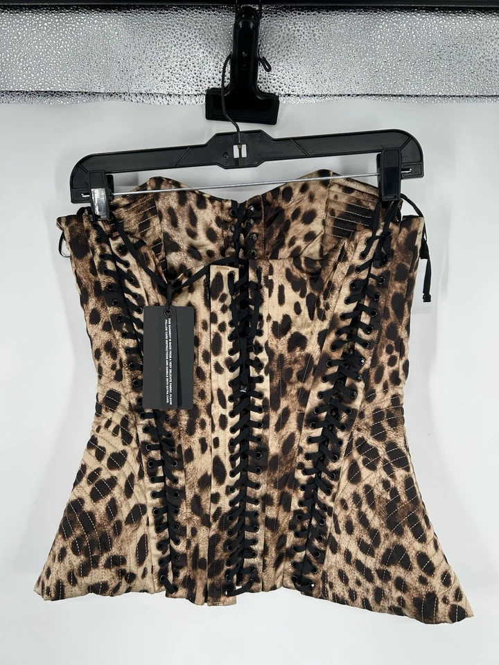 Corsé Dolce & Gabbana X Skims Seda Con Cordones Estampado Leopardo Colaboración Grande Foto 2 de 4