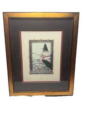 Dan Mitra Framed Italic Print Chinese Fisherman Bombay Co Limited Edition 14x11