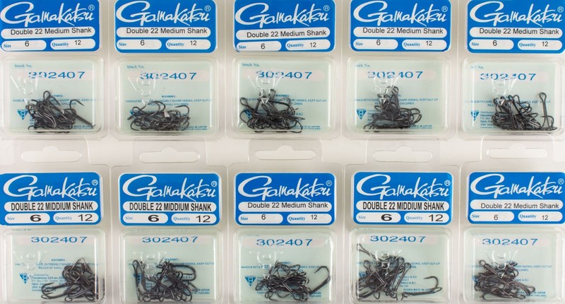 (LOT OF 10) GAMAKATSU DOUBLE 22 MEDIUM SHANK SIZE #6 302407 K2356