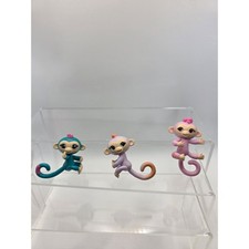 WowWee Fingerlings Mini Monkeys Lot of 3 Teal Lavender Pink Figures Set 2.5"