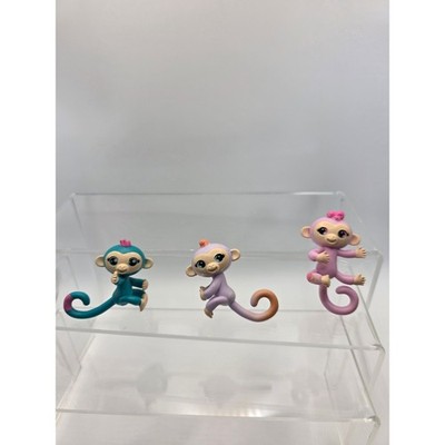 WowWee Fingerlings Mini Monkeys Lot of 3 Teal Lavender Pink Figures Set 2.5''