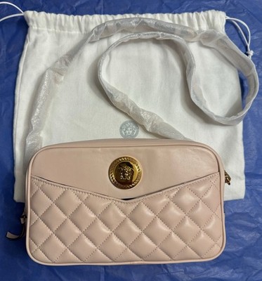 Versace La Medusa Women's Bag Pink Crossbody Shoulder Nappa Quilted Camera NWT
