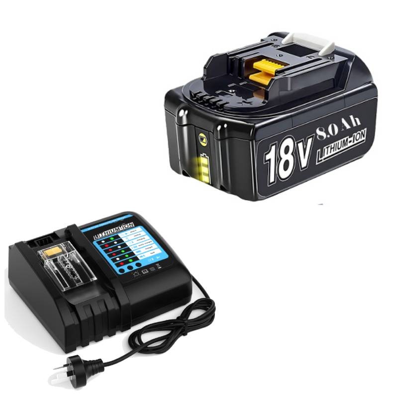2 x 8000 Ah reserveaccu voor Makita accu 18 V, compatibel met BL1840 BL1845 BL1850 BL1860 BL1860B BL1830 194205-3 met led-display