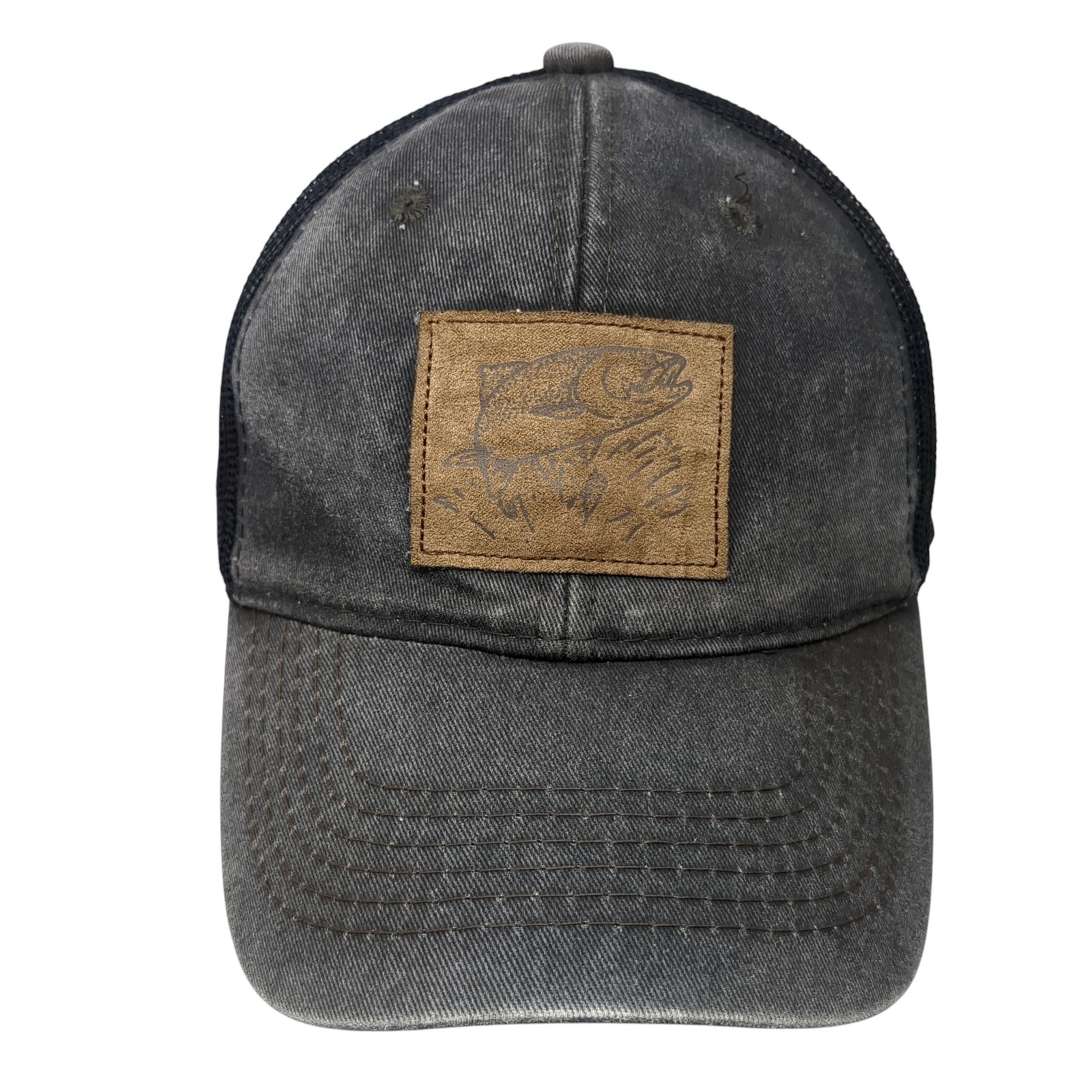 Fish Logo Patch Snapback Mesh Back Trucker Hat Gr… - image 1