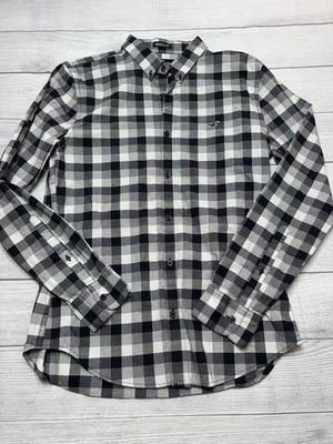 Hollister Shirt Mens Medium Gray Plaid Long Sleeve Button Down Epic Flex Casual