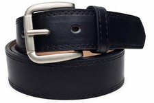 Men's Genuine Leather Casual Dress Plain Black Belt w/ Silver Buckle M/L/XL