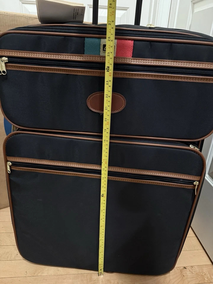 Maleta Equipaje Vintage Lark Negra Cuadrada 2 Ruedas Grande 27" + CAJA Original Foto 4 de 4