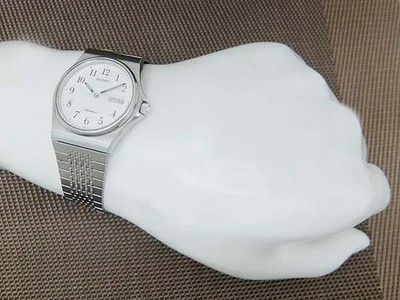 Seiko Chronos Day Date 5H23-7D20 SS White Dial Quartz Arabic 33.5
