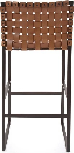 Irving Woven Leather Barstool-Traditional Style - Picture 6 of 7