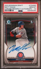 2023 BOWMAN DRAFT CHROME PROSPECT AUTO #CDAMS MATT SHAW PSA 10