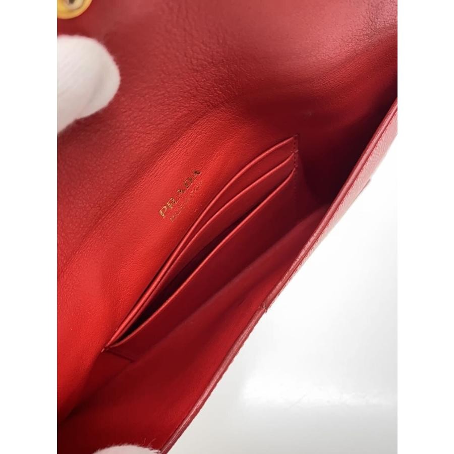 Used PRADA◆Document case/long wallet/leather/red/… - image 6