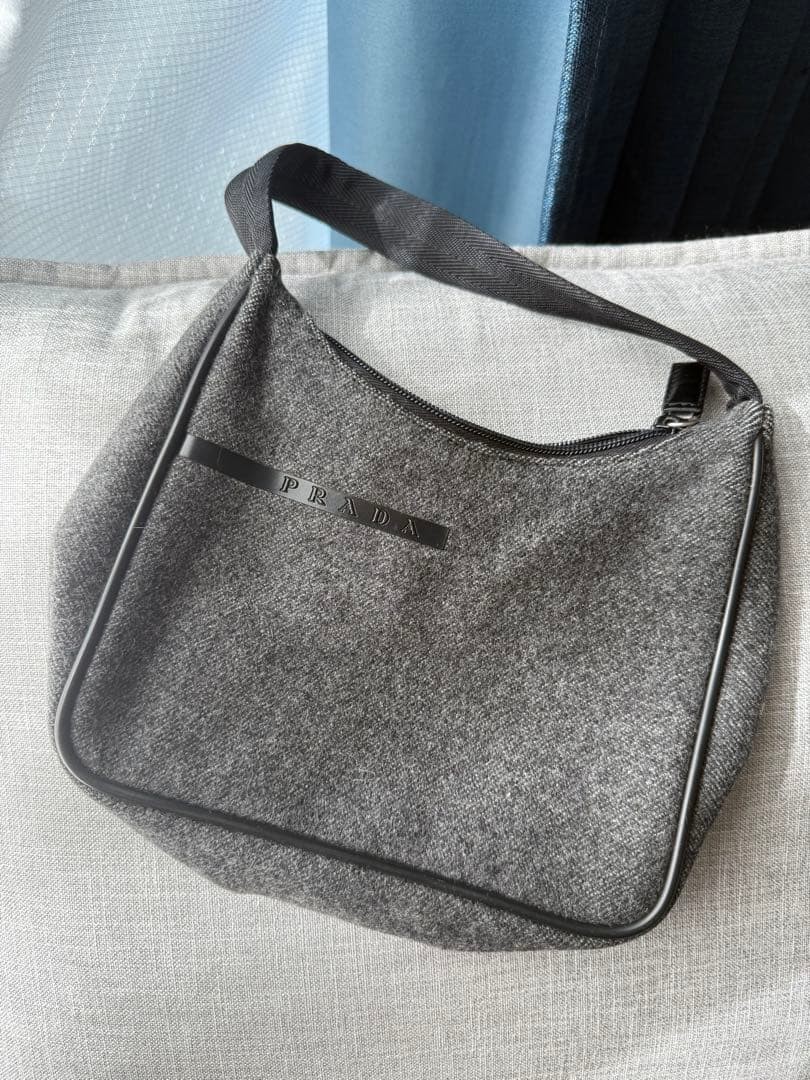 Prada Wool Gray Bag Excellent Condition Authentic Designer Accessory — image 4