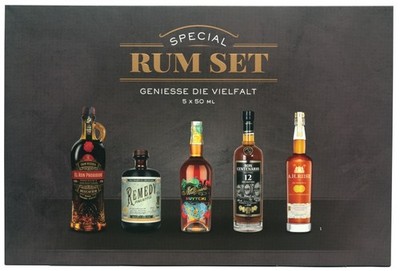 SPECIAL RUM TASTINGSET, bis 40,0 Vol.%, 5 x 50ml (115,20 EUR/l)